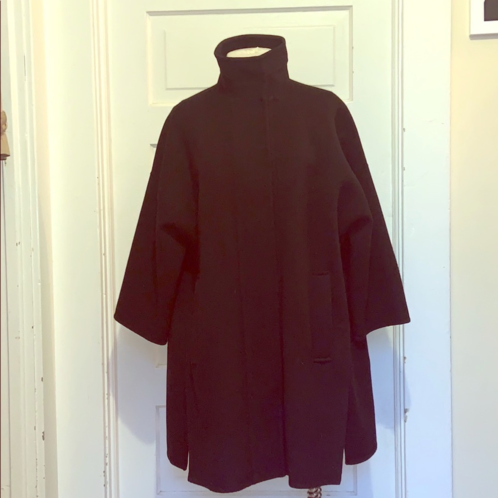VINCE BLACK OVERSIZED COAT US SMALL